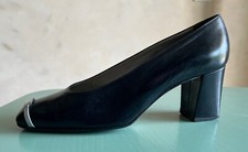 Chaussure Femme Escarpin talon haut carré « ESCADA » cuir NOIR 	TAILLE 39