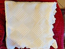 Jeté de lit ancien au crochet-coton blanc-jeté de canapé-220X205 cm-beau relief
