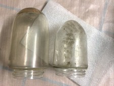 Lot 2 Ancien Globe verre obus de lampe col de cygne cour de ferme