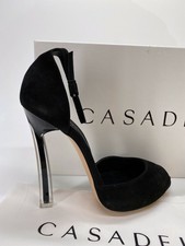 595€ 38 39 14cm CASADEI Plexi Blade Metal high heels Black leather pumps fetish 