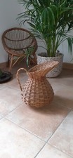 CRUCHE PICHET BROC VASE EN ROTIN OSIER VINTAGE