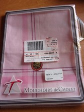MOUCHOIRS de CHOLET anciens COTON couleurs PASTEL 33X33 cm NEUFS ( rose, jaune)