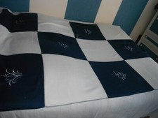 PLAID COUVERTURE CARREAUX BLEU BLANC 2M X 140 CM