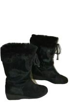 Boots Neige Vintage Fourrées Laine  Fourrure Poils Rase Noirs T 37 TTBE