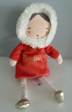 Z1. DOUDOU TAPE A L'OEIL POUPEE FILLE Toujours de bonheur rouge blanc 31cm - BE