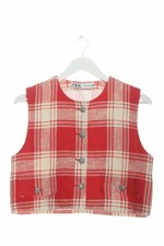 ZARA Gilet tricoté rouge-blanc motif à carreaux style décontracté Dames T 40