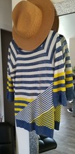 PULL MORGAN rayé bleu/jaune brillant taille s très joli