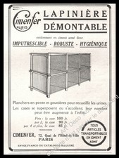 Clapier à lapins démontable Lapinière Cimenfer publicité 1927