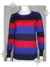 A - Pull Fantaisie Rayé Tricolore Maille Tricotée Christina Taille M / L 