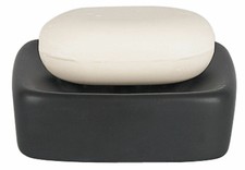 Rétro Noir Porte-Savon Coquille Design-Rétro En Matt Grès