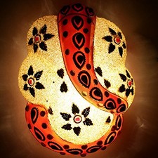 Fabriqué à la Main Mosaïque Décoré Ganesha en Forme De Verre Mural Lampe D � Cor