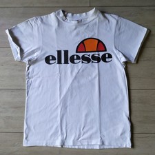 Ellesse T-Shirt Logo Taille 34 XXS Blanc 100% Coton
