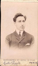 CDV Jeune homme portrait cravate veste mode Muller-Rault Paris vers 1902 tampon