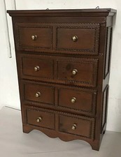Antique Hanging or Floor Tramp Art 4 Drawer Cabinet with Brass Knobs 23+ In.