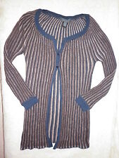 Gilet/Veste longue MANGO t. L 38 40 marron gris bleu ML laine mohair Etat NEUF