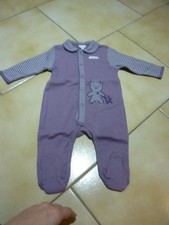 Neuf " Marque P'TIT BISOU" grenouillère bébé, fille violet 3mois