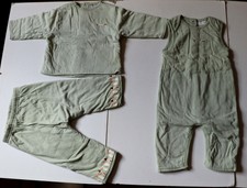 Ensemble 3 habits mixte 1 combinaison,1 pantalon,1 sweat vert 6/9 mois n°938