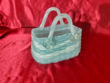 VASE SAC PANIER ANCIEN VERRE SOUFFLE MURANO ,CLICHY,DECO VINTAGE 