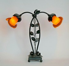 Merveilleux Art Nouveau Type Déco Lampe de Table Pate De Verré " Strange Fruit "