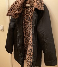 Manteau  Noir ZAPA Noir  doublé de fourrure Synthétique Léopard Taille 42