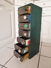 ancien meuble de rangement- tiroirs- indus-étagère cube- garage-bidons d'huiles