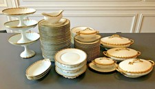 *** SERVICE DE TABLE JEAN BOYER J.B. PORCELAINE DE LIMOGES FRISE DORÉE ***