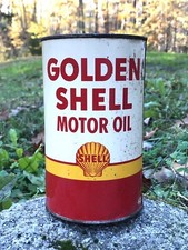Vintage Doré Coque Motir Huile GS Service Station 1 QT Métal Peut Homme Cave