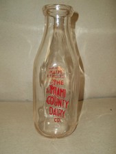  VINTAGE MIAMI COUNTY DAIRY CO. ONE QUART BOTTLE, MIAMI COUNTY OHIO ICE CREAM 