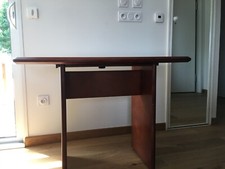 Console décorative bureau transformable table à manger couleur cuir marron