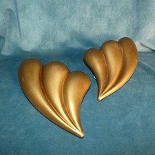 Paire d'Appliques Coquillage en Plâtre Doré Art Deco Revival circa 1980