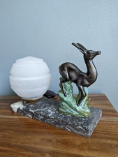 jolie petite lampe de bureau art déco gazelle et globe 