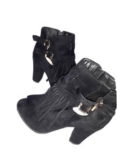 ⭐DIVAS⭐Femme Bottines Noir Haut Talon Point Ouvert Boots Botas Pointure 38