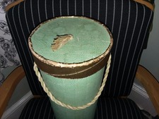 Vintage Green Knitting Crochet Yarn Sewing Tall Cylinder Box w/Lid