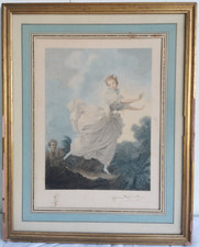 Alphonse LAMOTTE Tableau EAU FORTE Couleur 1910's Signe FUITE a DESSEIN Art 7