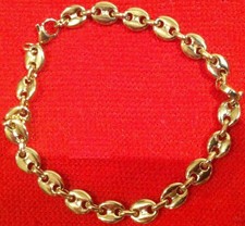 ►NEUF ! MAGNIFIQUE GOURMETTE BRACELET GRAINE DE CAFE 23CM PLAQUE OR LUXE 2022 !◄