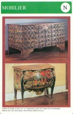 FICHE MOBILIER COFFRE FER FORGE XIVeme SIECLE COMMODE LOUIS XV LAQUE 60s/70s