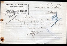 GALLARDON (28) EPICERIE , GRAINES & CAFES "CHERADAME & GILLET" en 1929