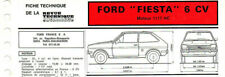 Fiche technique RTA FORD FIESTA 6CV GL MOTEUR 1117HC revue technique automobile