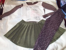 ensemble 10.12 ans:jupe terranova,tee shirt m longues kaporal,leggings okaidi