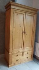 INTERIOR'S Armoire Penderie 2 portes, 3 tiroirs Collection NATURAL Pin massif 