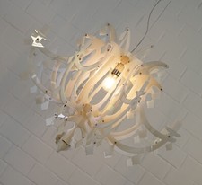 Noble Slamp Ginetta Suspendu Luminaire Lampe Pendule Lustre 1 Brûleurs Ø 74 cm blanc