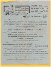 CHARTRES & DREUX (28) CLAPIERS à LAPINS / LAPINIERE CIMENFER "P. HOUDARD" Tract