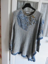 Pull poncho long bleu " ELISA CAVALETTI " taille L .