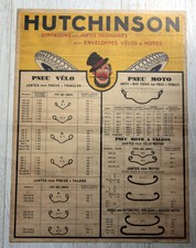 Petite Affiche Ancienne HUTCHINSON PNEU MOTO VÉLO VOITURETTE CYCLECARS