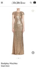 Badgley Mischka Gold Sequin Dress Size 2 - Cowl Back backless