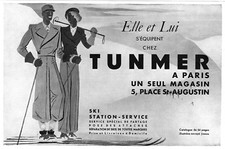 *** TUNMER - Equipement pour le Ski *** 1933 - pub. (24,5 x 16) // a233