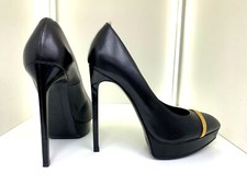 YSL pointy black gold 38 14cm Yves Saint Laurent Sexy pumps fetish high heels
