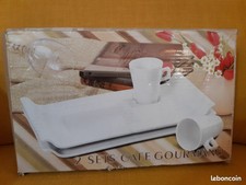 2 sets café gourmand en porcelaine blanche - TRES BON ETAT