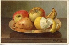 CARTE POSTALE FANTAISIE // NATURE MORTE // PLATEAU DE FRUITS ILLUSTRATEUR