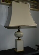 ANCIENNE GRANDE LAMPE DE SALON PHILIPPE BARBIER PIED EN FORMICA ABAT JOUR PAGODE